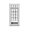 12-lite over 1-panel plank with transom
Unit Dimension 37-1/2" x 96-1/2"
Door Dimension 36" x 78-3/4"
Panel - flat beadboard
Glazing - Low-e TIG, TDL